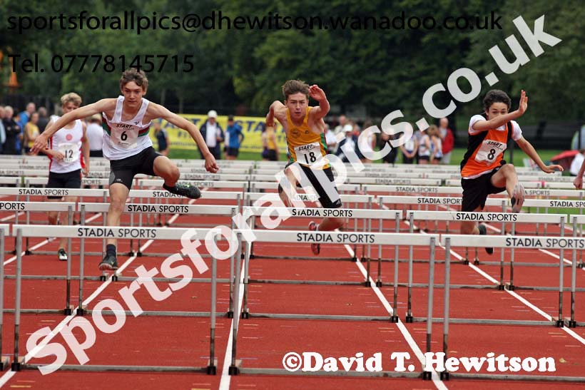 Mens and Boys hurdles at the Northern Inter-Counties under-17s and 15s at Witton Park, Blackburn. Photo: David T. Hewitson/Sports for All Pics